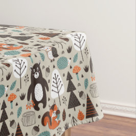 Cute Autumn Woodland Animals Pattern Tafelkleed