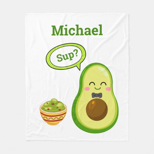 Cute Avacado Hand Drawn name Guacamole Fruit Fleece Deken (Voorkant)