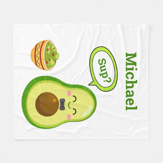 Cute Avacado Hand Drawn name Guacamole Fruit Fleece Deken (Voorkant (Horizontaal))