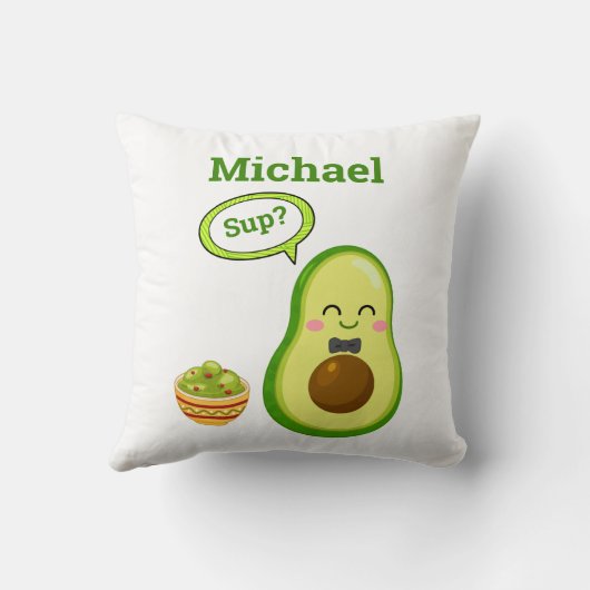 Cute Avacado Hand Drawn name Guacamole Fruit Kussen (Achterkant)