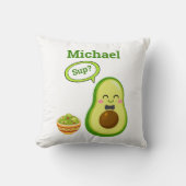 Cute Avacado Hand Drawn name Guacamole Fruit Kussen (Voorkant)
