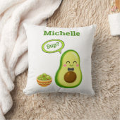 Cute Avacado Hand Drawn Name Guacamole Fruit Throw Kussen (Deken)