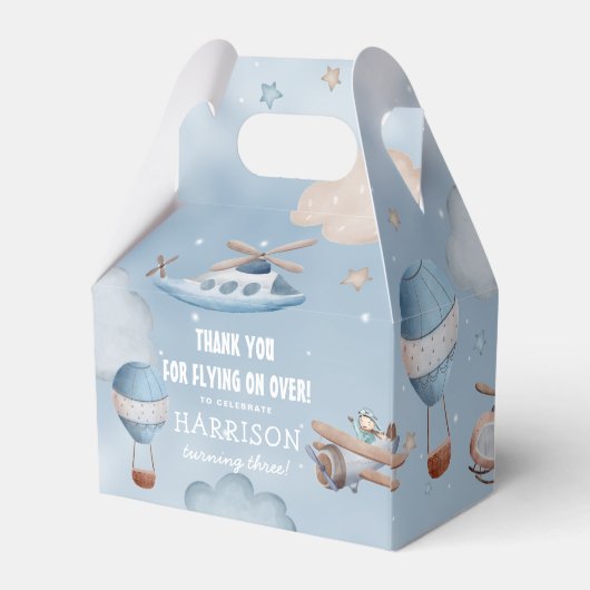 Cute Aviation Airplane Boy Birthday Party Bedankdoosjes (Achterkant)