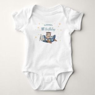 Cute Aviation Beer Blauwe Vintage Vliegtuig Verjaa Romper
