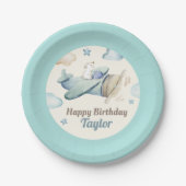 Cute Aviation Theme Toddler Boy's Birthday Party Papieren Bordje (Voorkant)