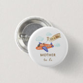 Cute Aviator Airplane Mother To Be Baby Shower  Ronde Button 3,2 Cm (Voorkant /achterkant)