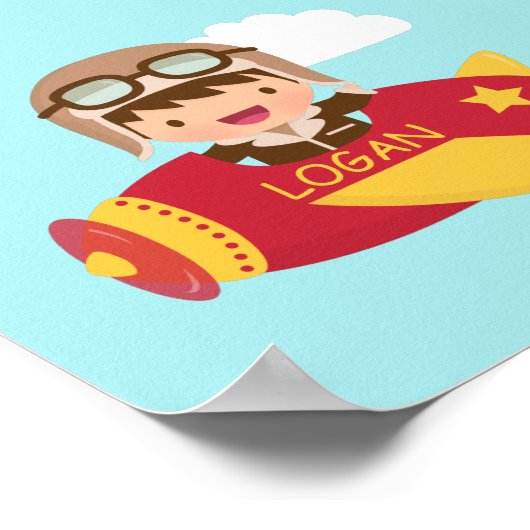Cute Aviator Boy Airplane Boys Room Decor Poster (Hoek)