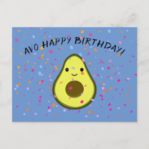 Cute Avo Happy Birthday Avocado Pun Briefkaart