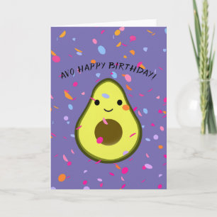 Cute Avo Happy Birthday Avocado Pun Kaart