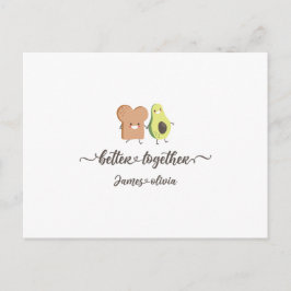 Cute Avocado and Toast Better Together Personalize Briefkaart