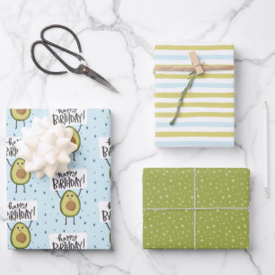 Cute Avocado Birthday Gift Wrap Inpakpapier Vel
