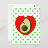 Cute Avocado-Cartoon in het Briefkaart van het rod (Voorkant / Achterkant)