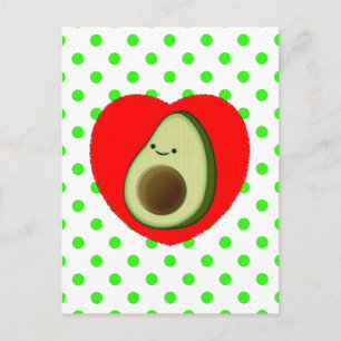Cute Avocado-Cartoon in het Briefkaart van het rod
