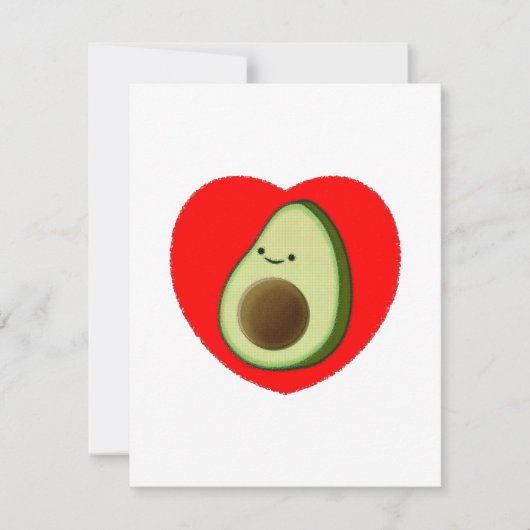 Cute Avocado-Cartoon in het Briefkaart van het rod (Voorkant)
