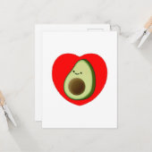 Cute Avocado-Cartoon in het Briefkaart van het rod (Voorkant / Achterkant in situ)