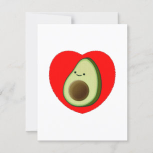 Cute Avocado-Cartoon in het Briefkaart van het rod
