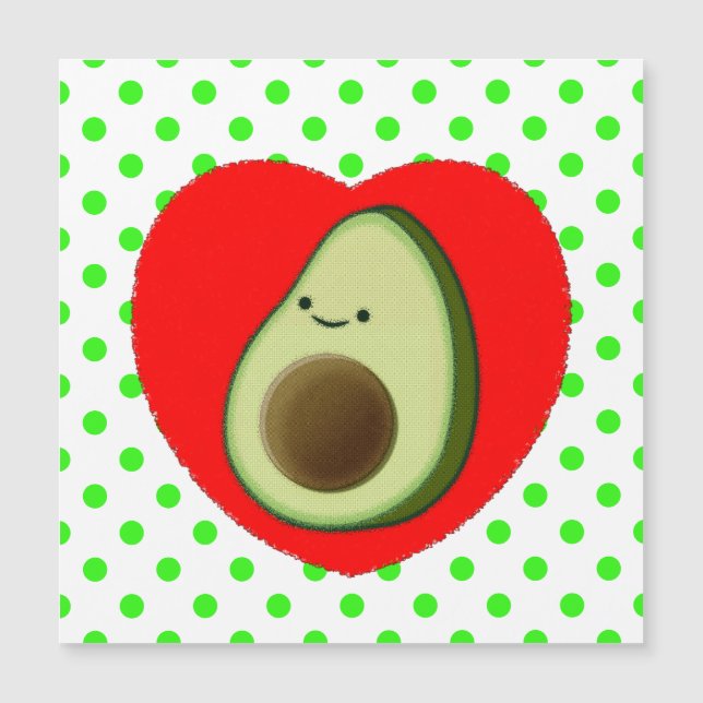 Cute Avocado-Cartoon in het rode hart (Voorkant)