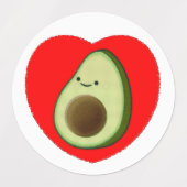 Cute Avocado-Cartoon in het rode hart Labels (Design 1)