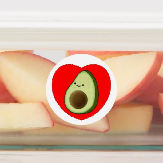 Cute Avocado-Cartoon in het rode hart Labels (Aangebracht)