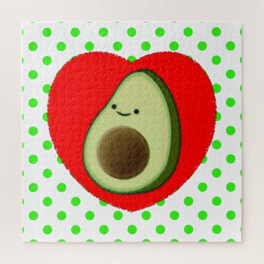 Cute Avocado-Cartoon in het rode hart Legpuzzel (Verticaal)