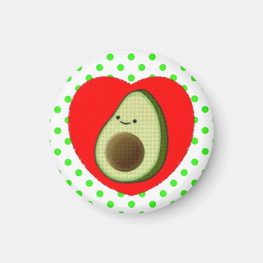 Cute Avocado-Cartoon in het rode hart Magneet (Voorkant)