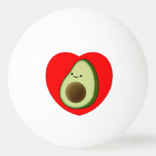Cute Avocado-Cartoon in het rode hart Pingpongbal