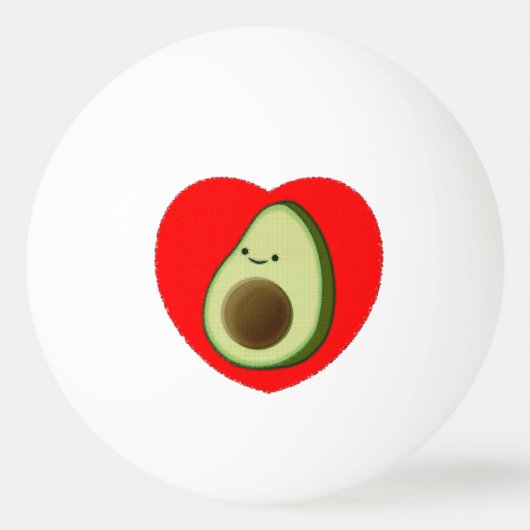 Cute Avocado-Cartoon in het rode hart Pingpongbal (Voorkant)