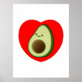 Cute Avocado-Cartoon in het rode hart Poster (Voorkant)