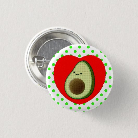 Cute Avocado-Cartoon in het rode hart Ronde Button 3,2 Cm (Voorkant /achterkant)