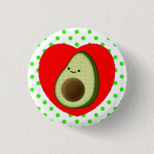 Cute Avocado-Cartoon in het rode hart Ronde Button 3,2 Cm