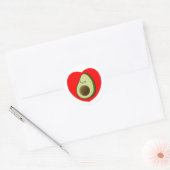 Cute Avocado-Cartoon in het rode hart Ronde Sticker (Envelop)