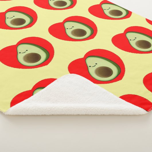 Cute Avocado-Cartoon in het rode hart Sherpa Deken (3/4)