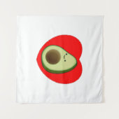 Cute Avocado-Cartoon in het rode hart Wandkleed (Voorkant (horizontaal))
