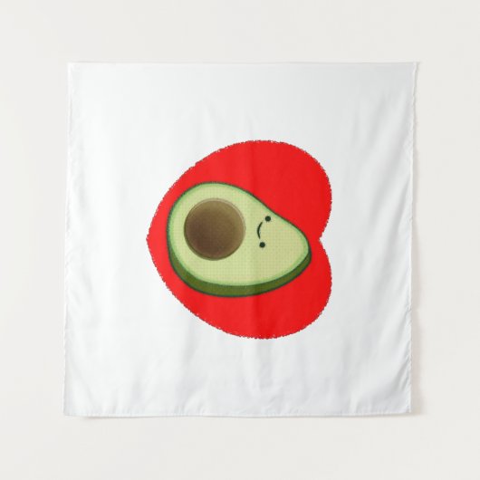 Cute Avocado-Cartoon in het rode hart Wandkleed (Voorkant (horizontaal))