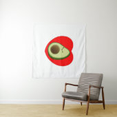 Cute Avocado-Cartoon in het rode hart Wandkleed (In Situ (horizontaal))