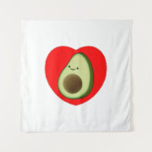 Cute Avocado-Cartoon in het rode hart Wandkleed (Voorkant)
