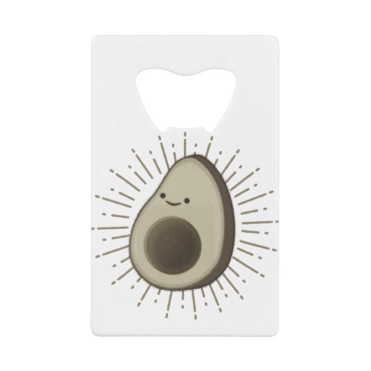 Cute Avocado Cartoon in stijl Creditkaart Flessenopener (Voorkant)
