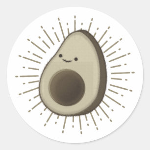 Cute Avocado Cartoon in stijl Ronde Sticker