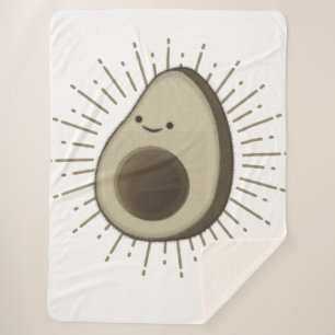 Cute Avocado Cartoon in  stijl Sherpa Deken