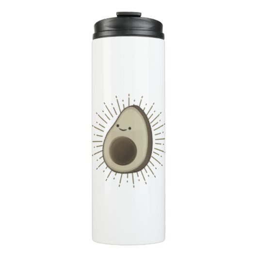 Cute Avocado Cartoon in  stijl Thermosbeker (Voorkant)