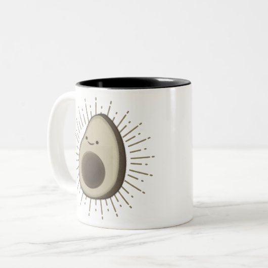 Cute Avocado Cartoon in stijl Tweekleurige Koffiemok (Voorkant links)