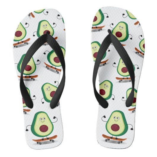 Cute Avocado Cartoon op de Teenslippers van de Sch (Voetbed)