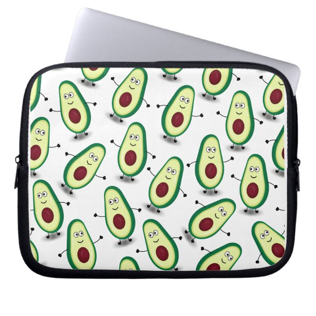 Cute Avocado Cartoon Pattern-laptophoes Laptop Sleeve (Voorkant)