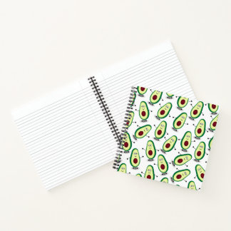 Cute Avocado Cartoon Pattern Spiral Notebook Notitieboek