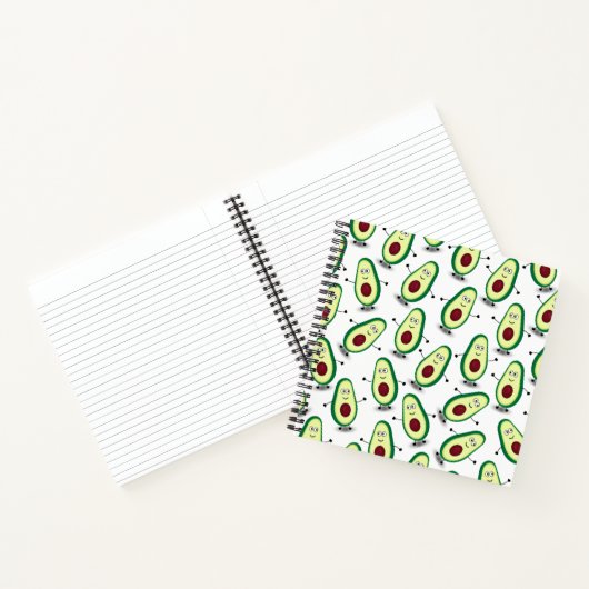 Cute Avocado Cartoon Pattern Spiral Notebook Notitieboek (Binnen)
