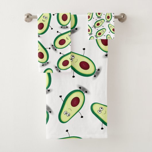 Cute Avocado Cartoon Pattern Towel Set Bad Handdoek (Insitu)