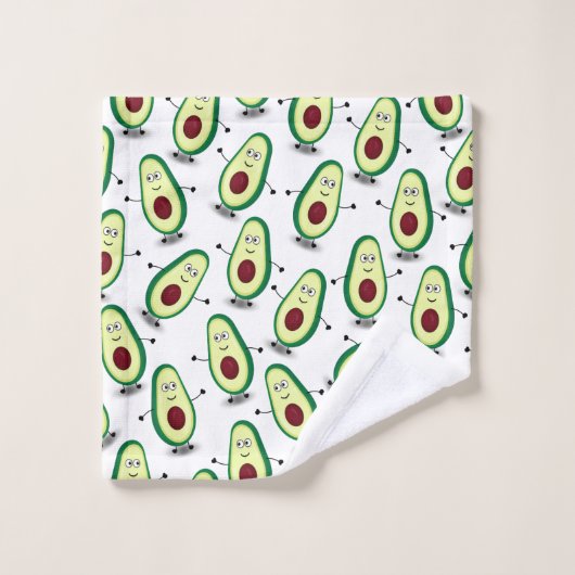 Cute Avocado Cartoon Pattern Towel Set Bad Handdoek (Wasdoekje)