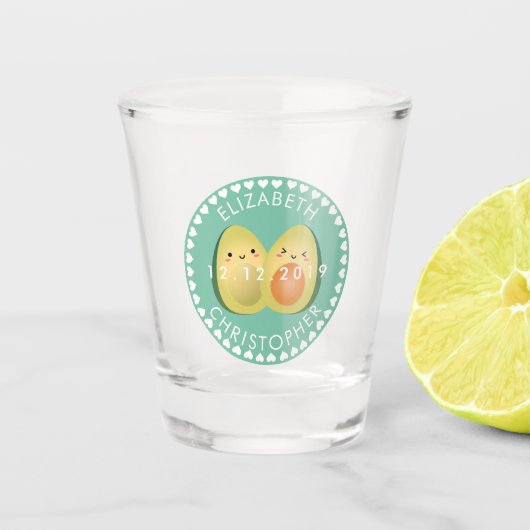 Cute Avocado Couple Funny I love You Jubileum Shot Glas (Voorkant)