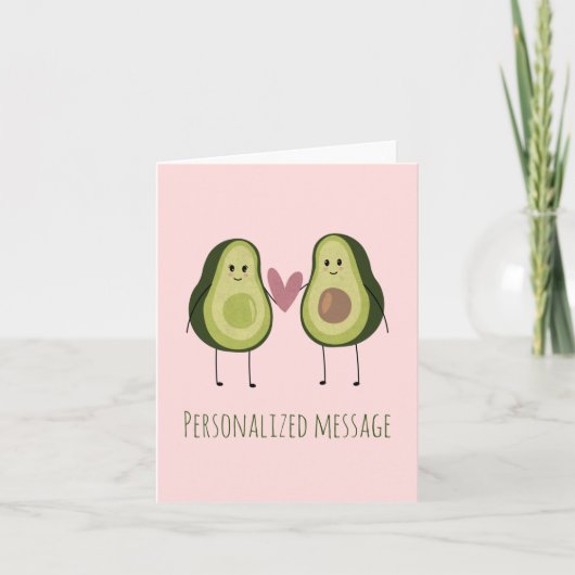 Cute Avocado Couple met Pastel Background Kaart (Voorkant)