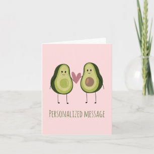 Cute Avocado Couple met Pastel Background Kaart